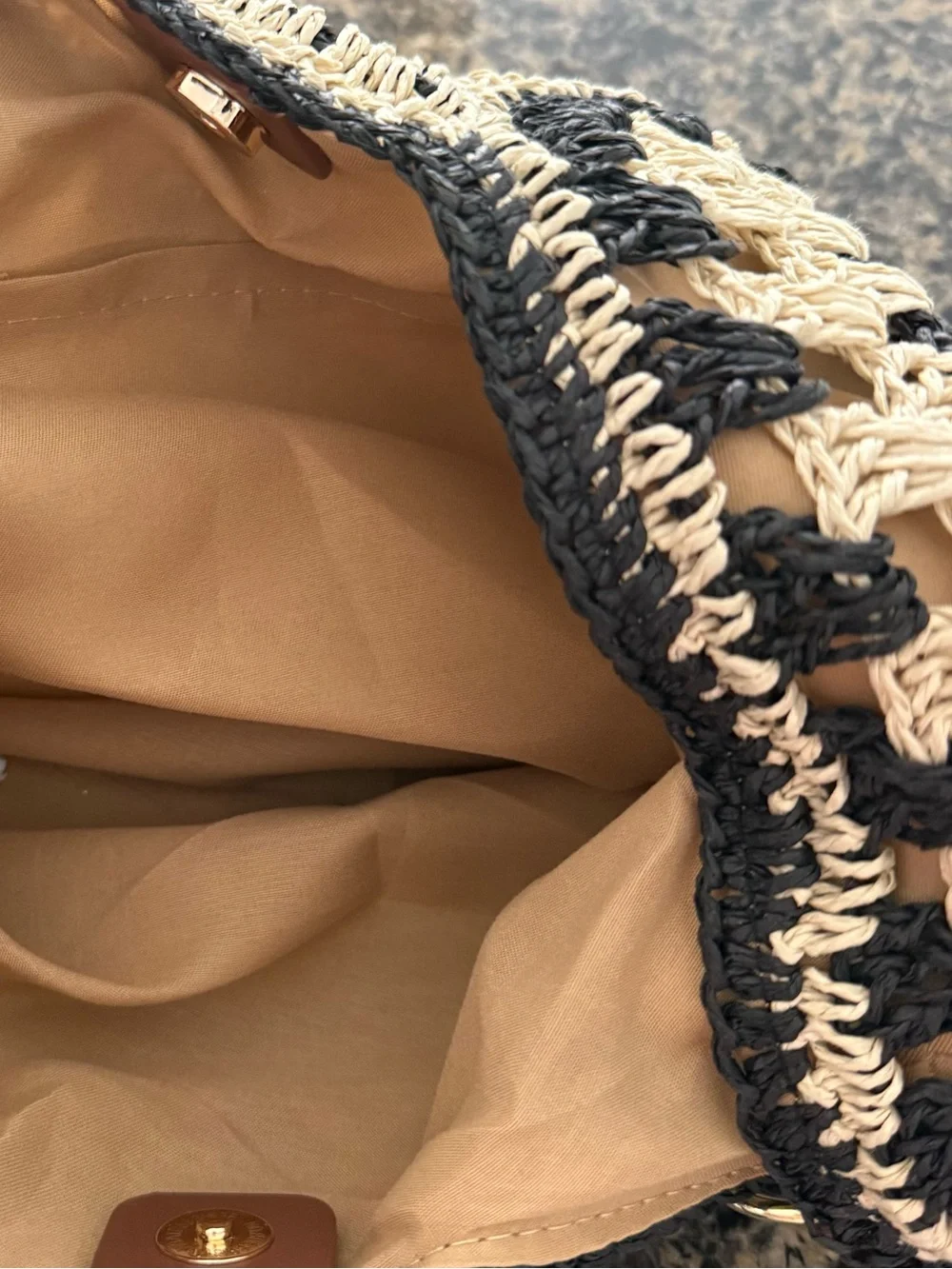 Handcrafted Crochet Bohemian Bag in Cream and Black